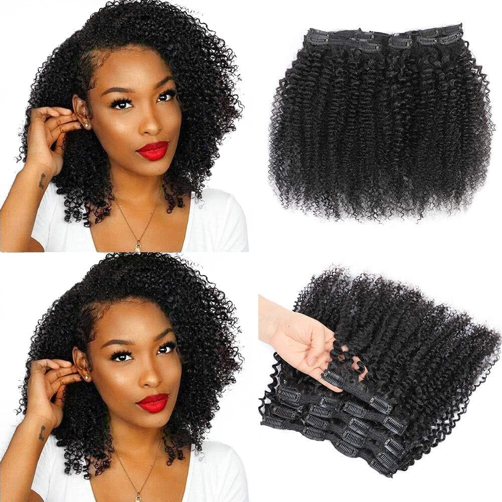 afro kinky clip in hair size 14 and 16 inches 100% natural mongolian hair