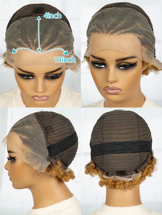 perruque lace frontale brésilienne afro kinky curly tressée color 1b/27 remy rawhair