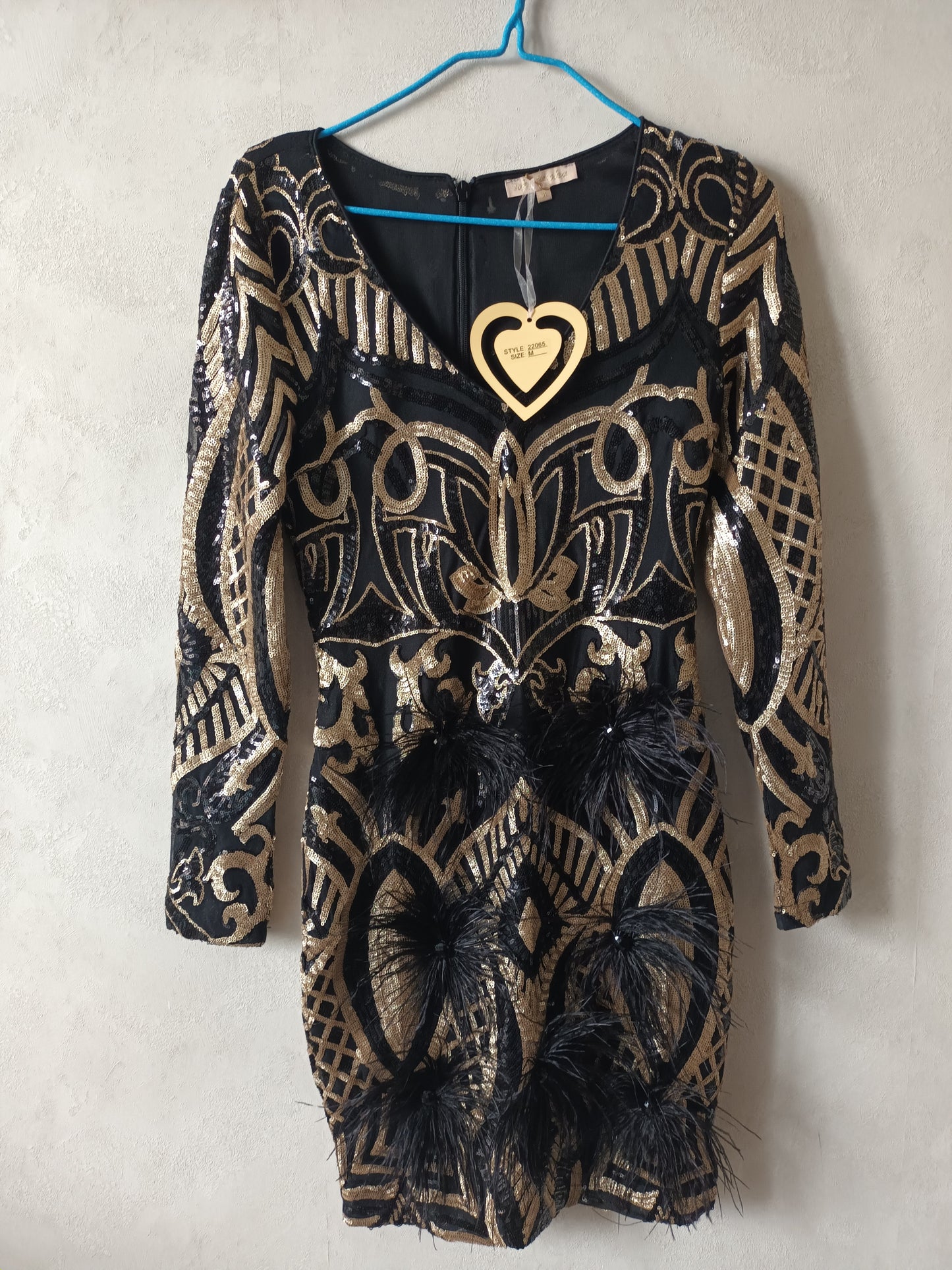 robe de soirée moulante sequin femme avec plumes longue manche, robe sexy d'anniversaire