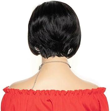 perruque lace front wig brésilienne pixie cut lace frontale, 8 pouces ccolor 1b densité volumineuse