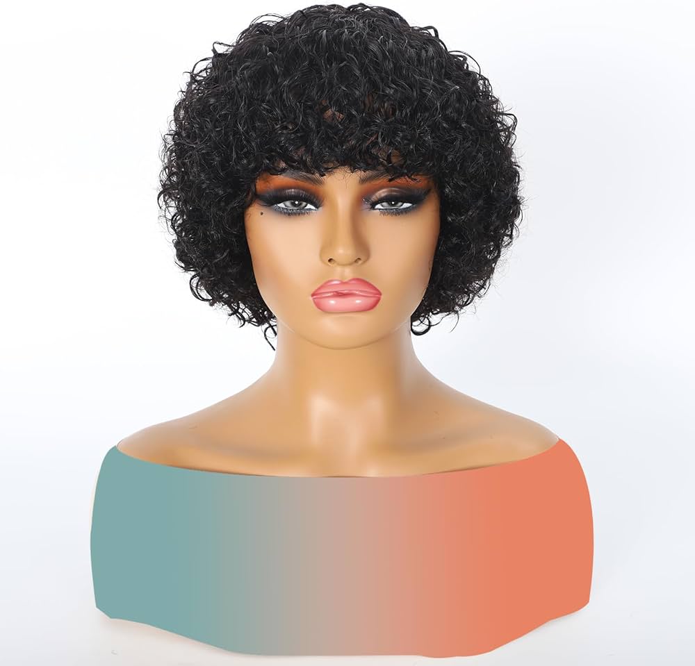 perruque brazilian wig brésilienne bouclée sans lace cheveux 100%naturel style pixie cut curly