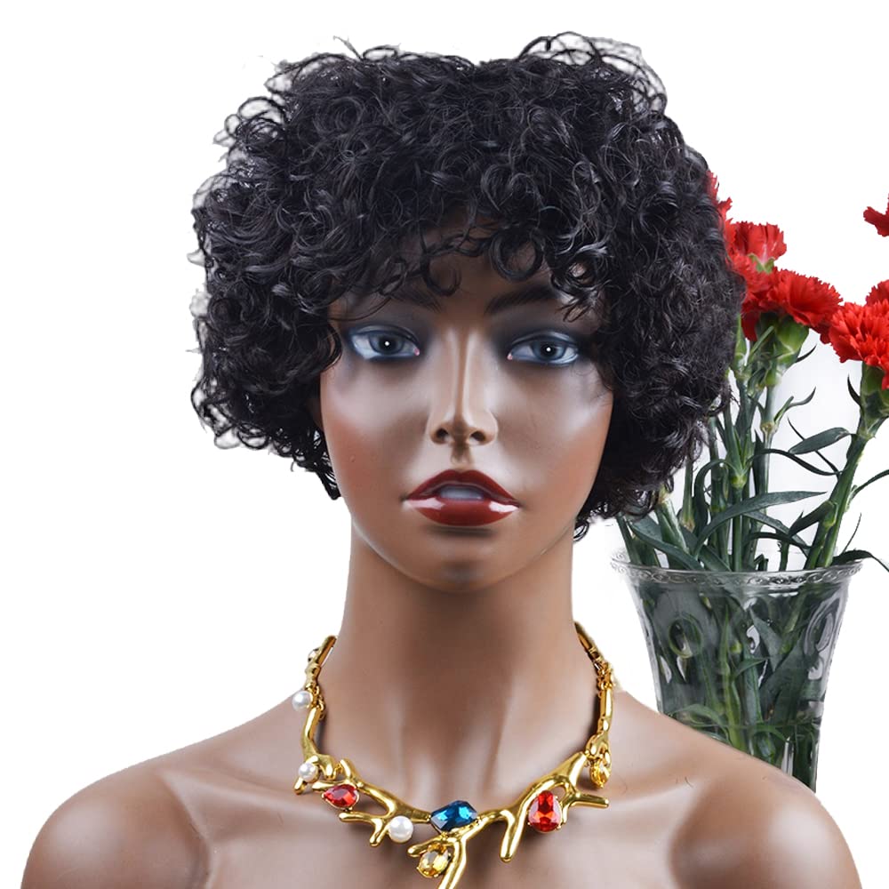 perruque brazilian wig brésilienne bouclée sans lace cheveux 100%naturel style pixie cut curly