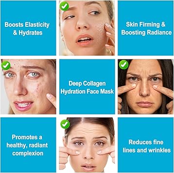masque de visage bio au collagène, 4 pièces de masque bio korean, masque soluble, rajeunissant, hydratant et anti-âge