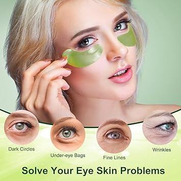 Patch yeux Acide hyaluronique Collagène, Masque pour les yeux Réutilisable contre les cernes Poches Rides Cercles foncés Puffiness, Eye Patch Hydrogel, Nourrit et lisse le contour des yeux 60pcs
