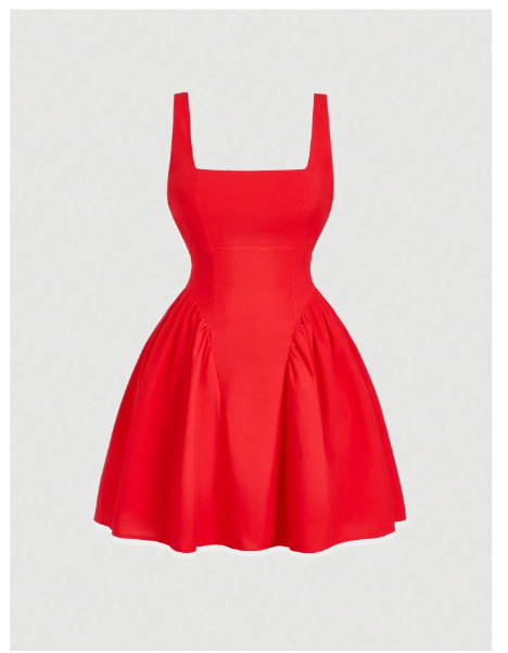 robe cocktail , anniversaire vintage avec dos ouvert col carré taille haute et évasée