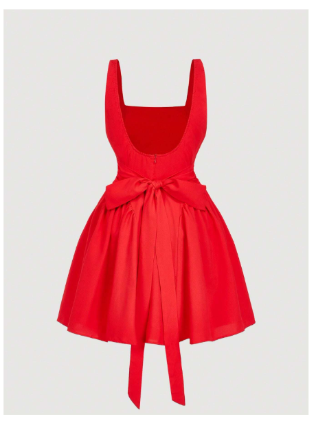 robe cocktail , anniversaire vintage avec dos ouvert col carré taille haute et évasée