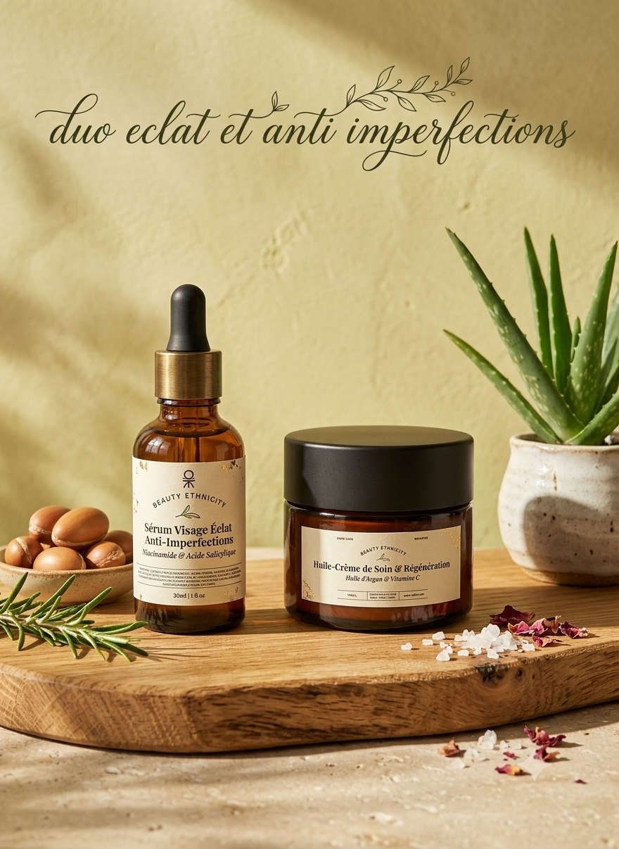 Duo sérum anti-imperfection à la niacinamide plus crème de visage à l'acide hyaluronique pour un teint radieux et hydrater-Beauty Ethnicity