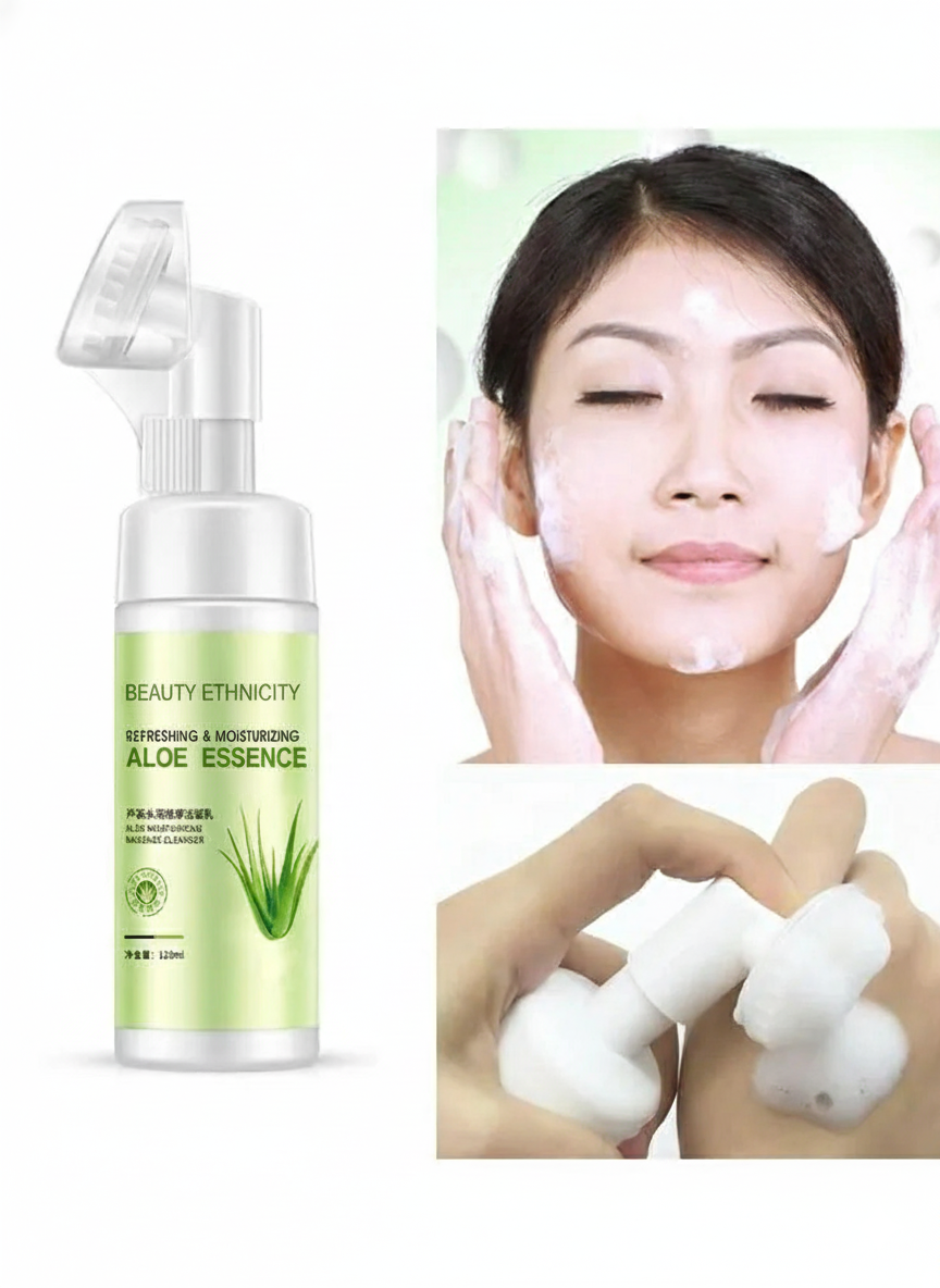 Mousse nettoyante hydratante à l'aloe vera et au massage, soin doux anti-rides, pour le visage Beauty Ethnicity