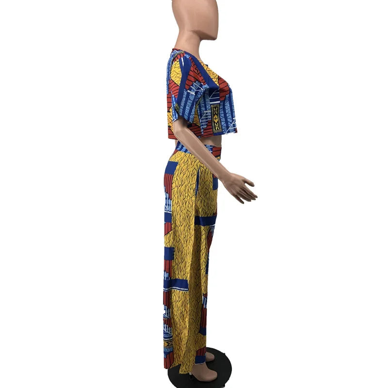 Ensemble deux pièces sexy pour femmes africaines, haut et pantalon, costume africain, vêtements africains pour femmes
