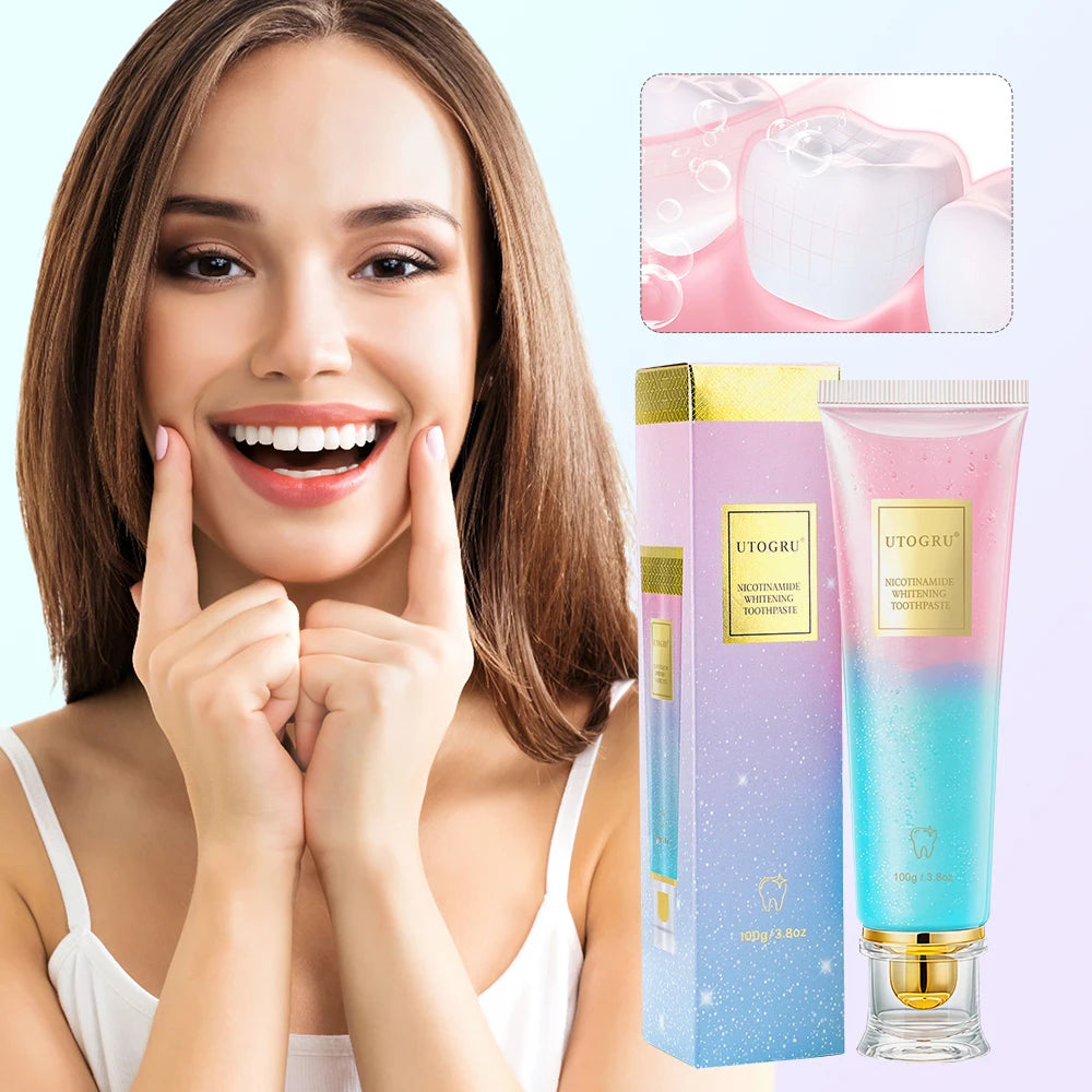 Dentifrice blanchissant à la niacinamide 100 g pour des dents propres et rafraîchissantes pour hommes et femmes. Dentifrice pour une haleine fraîche et éliminer les taches dentaires.