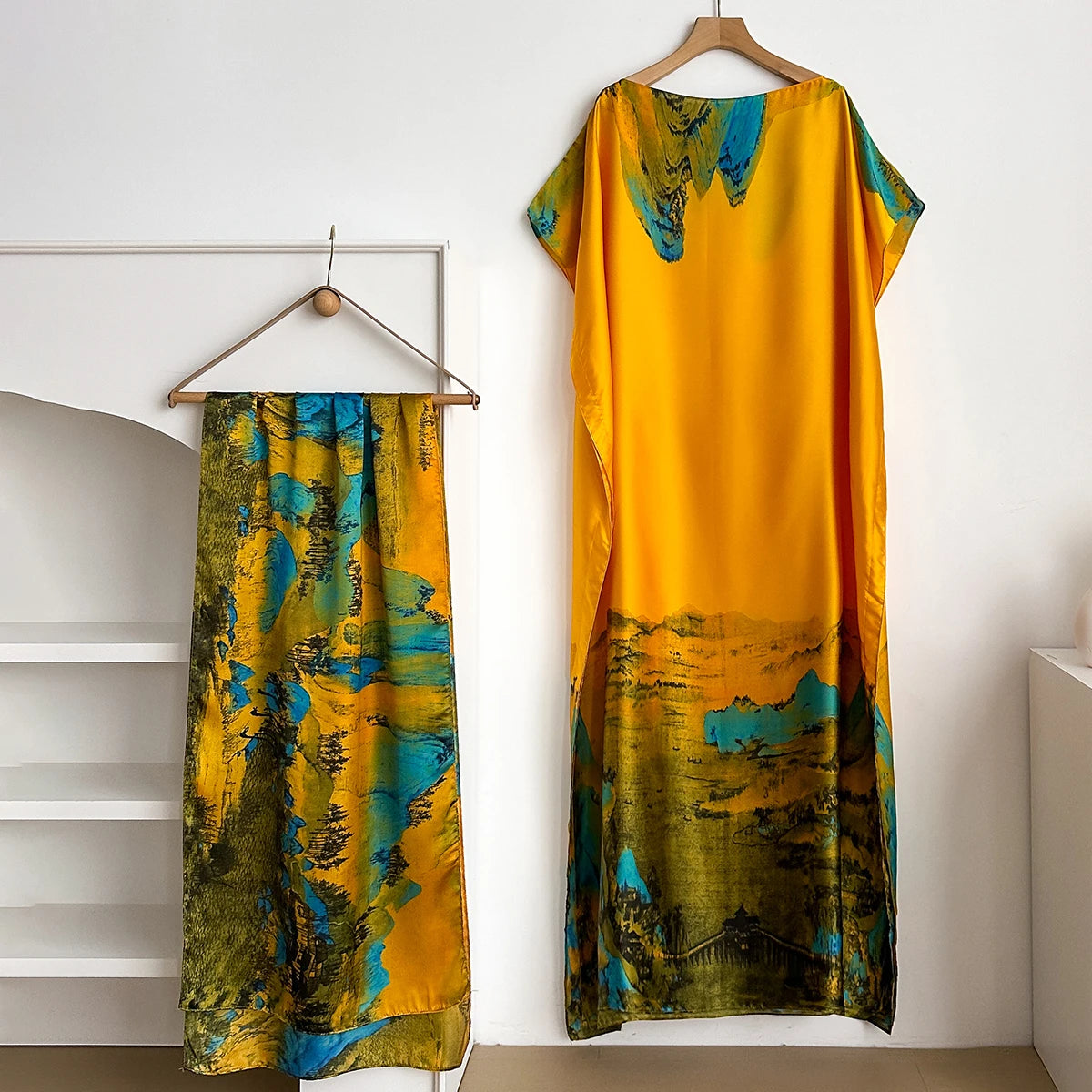Nouvelle robe d'été Abaya africaine pour femmes, en coton, à manches courtes, imprimée, estampillée or, ample, longue, avec grand foulard