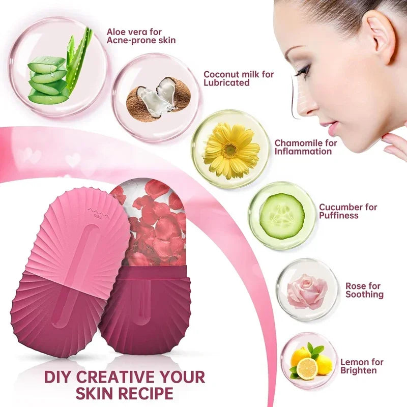 Rouleau de glace pour le visage, glaçon, massage beauté, moule à glace en silicone pour les poches sous les yeux, rouleau de glace pour le visage, rétrécit les pores