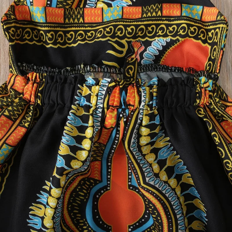 Vêtements africains pour enfants, mode Dashiki, robe africaine pour bébé fille, vêtements en bazin riche, robes africaines sans manches pour filles