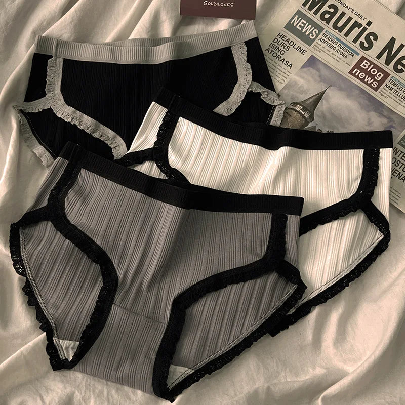 Lot de 3 culottes en coton style sport pour femmes, sous-vêtements pour filles, shorts respirants taille moyenne, lingerie sexy, slips solides grande taille