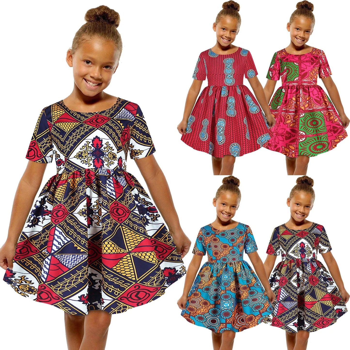 Robe africaine pour bébé fille, tenue décontractée à manches courtes, style traditionnel Dashiki, imprimé, style princesse Ankara