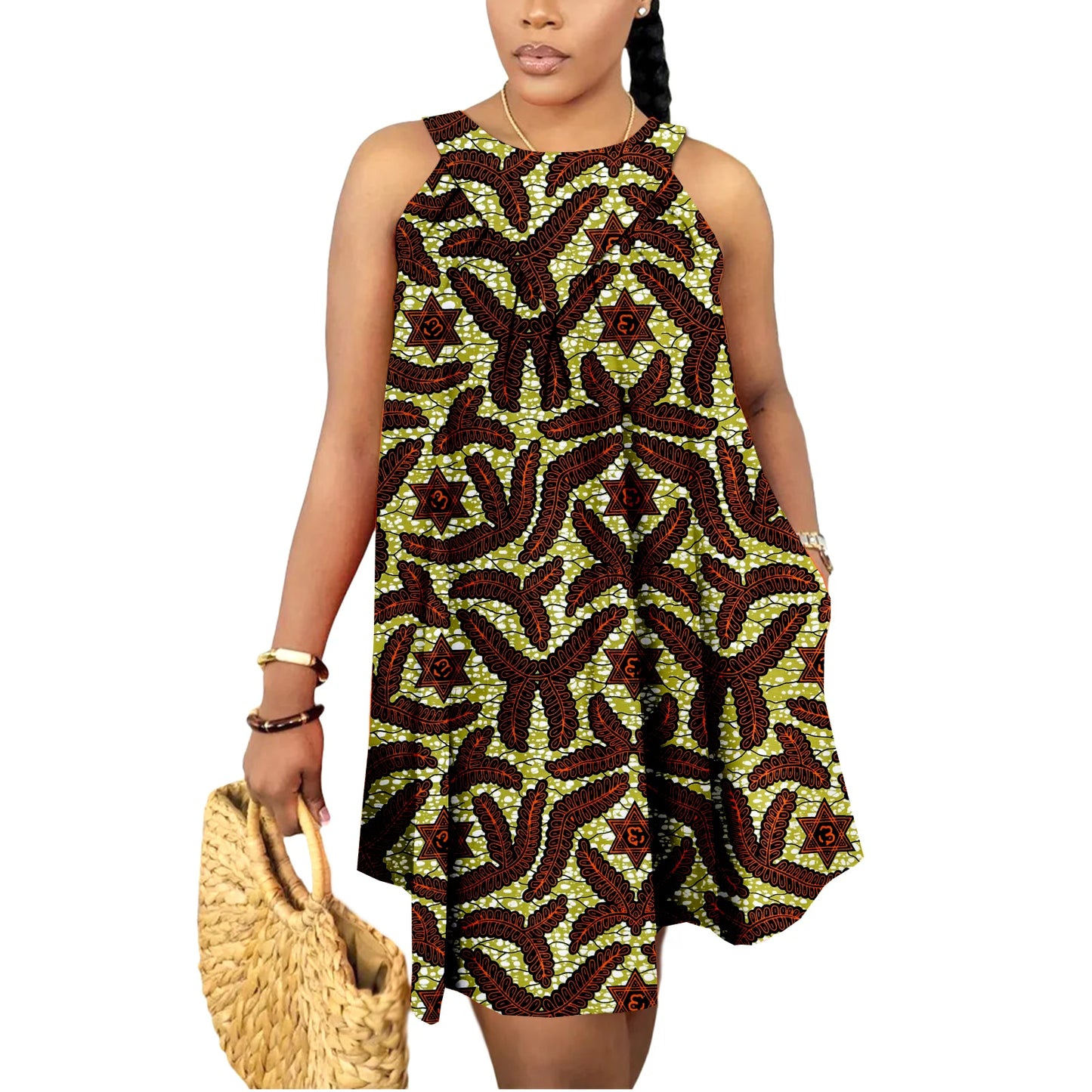 Mini-robes d'été africaines pour femmes, jupe en wax imprimé Kente Ankara, sans manches, style bohème, tenue décontractée et élégante pour mariage