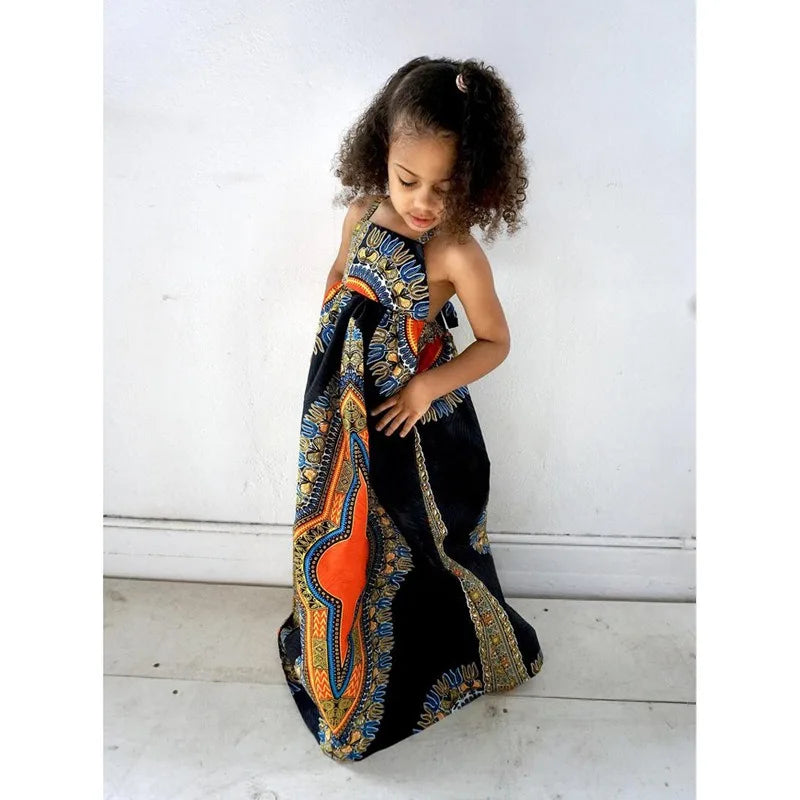 Vêtements africains pour enfants, mode Dashiki, robe africaine pour bébé fille, vêtements en bazin riche, robes africaines sans manches pour filles