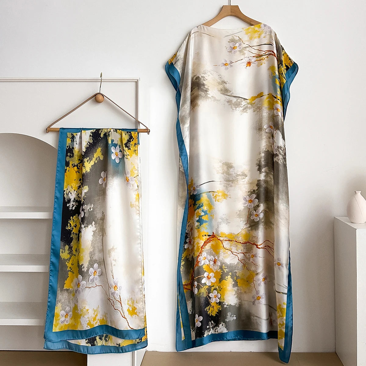 Nouvelle robe d'été Abaya africaine pour femmes, en coton, à manches courtes, imprimée, estampillée or, ample, longue, avec grand foulard
