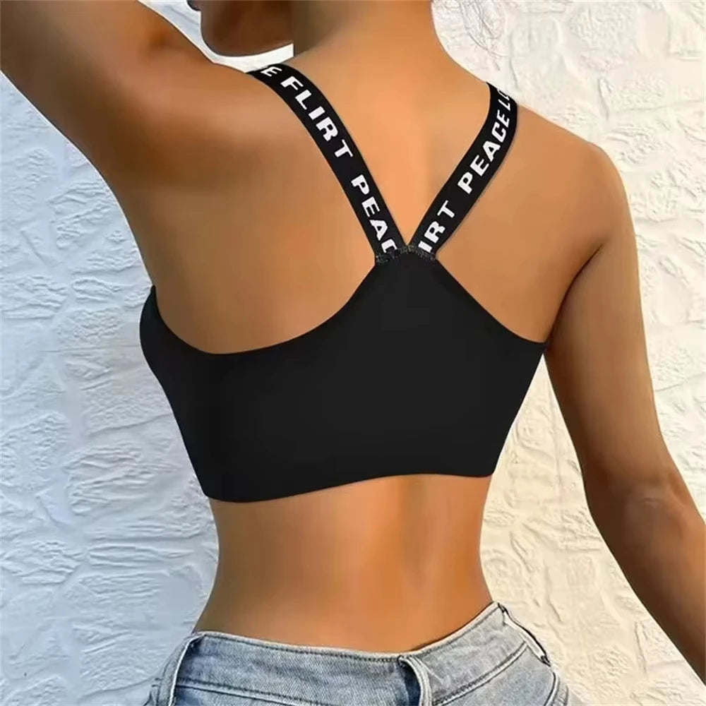 Sous-vêtements de sport pour femmes, haut court sans coutures, bretelles larges, confortable, vêtements d'entraînement