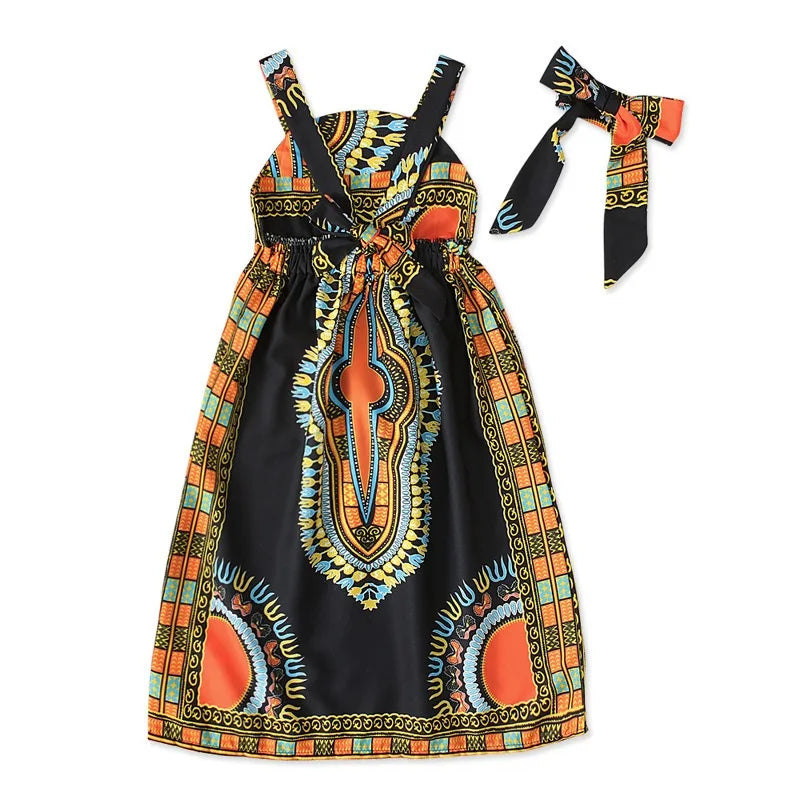 Vêtements africains pour enfants, mode Dashiki, robe africaine pour bébé fille, vêtements en bazin riche, robes africaines sans manches pour filles