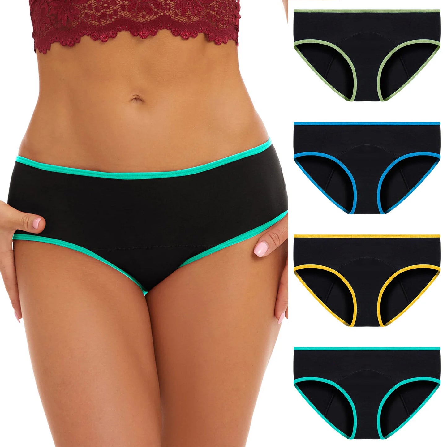Lot de 3 culottes menstruelles pour femmes, anti-fuites, en coton, absorbantes, physiologiques