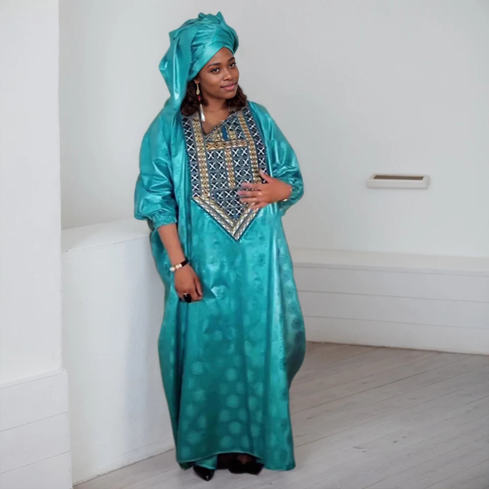 Tenue traditionnelle formelle Bazin Riche Dashiki Chemise verte Pantalon Robe Costume Agbada Vêtements pour les amoureux du Ramadan