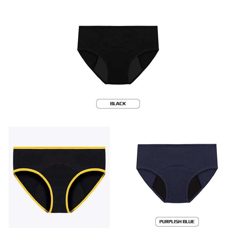 Lot de 3 culottes menstruelles pour femmes, anti-fuites, en coton, absorbantes, physiologiques