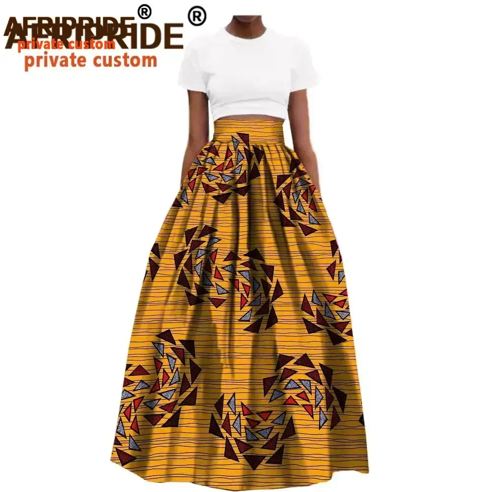 Jupe longue habillée en coton imprimé Dashiki pour femme, style africain, en wax.