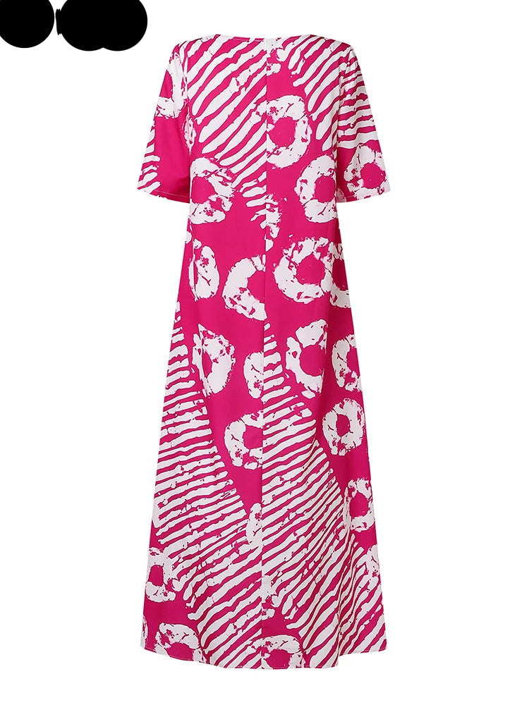 Robe longue d’été grande taille pour femme, tenue de soirée, style bohème, imprimée, style plage, manches mi-longues, décontractée, ample, 2025
