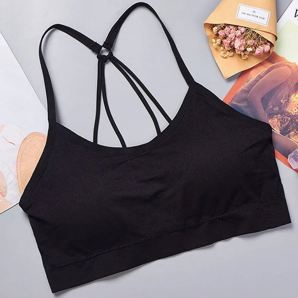 Sous-vêtements de sport pour femmes, haut court sans coutures, bretelles larges, confortable, vêtements d'entraînement