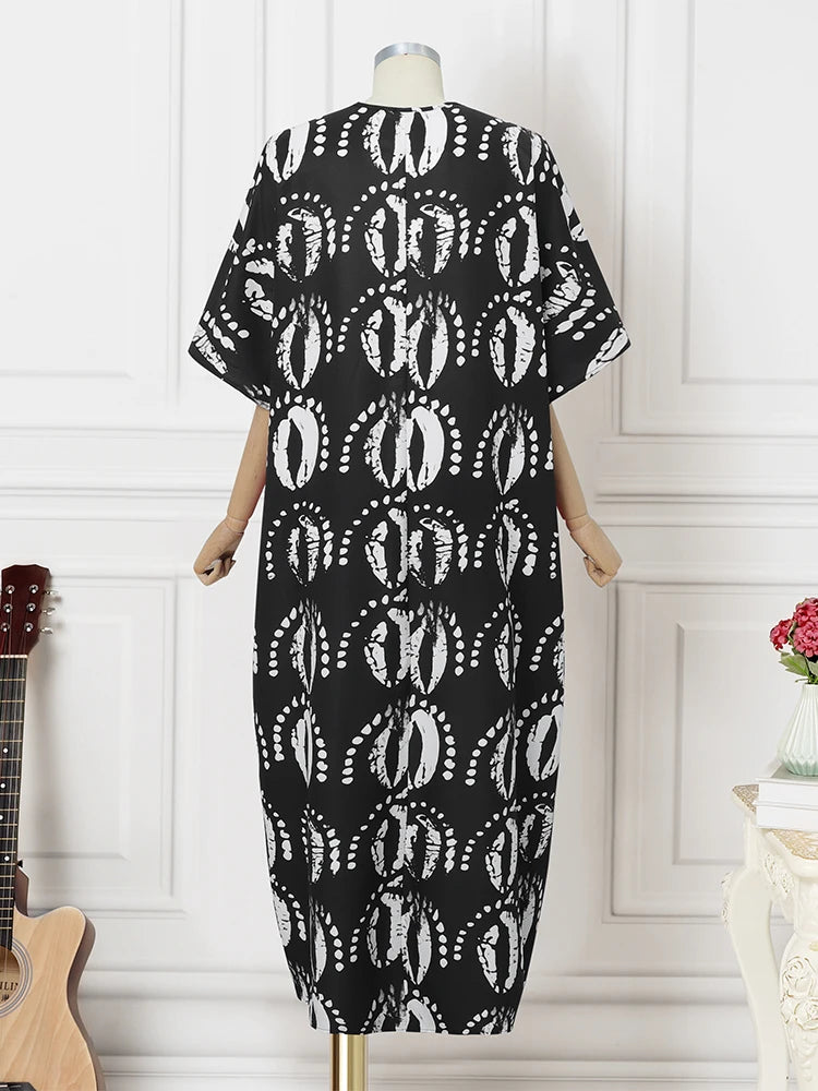Robe longue de soirée pour femmes, style vintage, imprimé, manches 3/4, style bohème, patchwork, décontractée, ample, été 2025