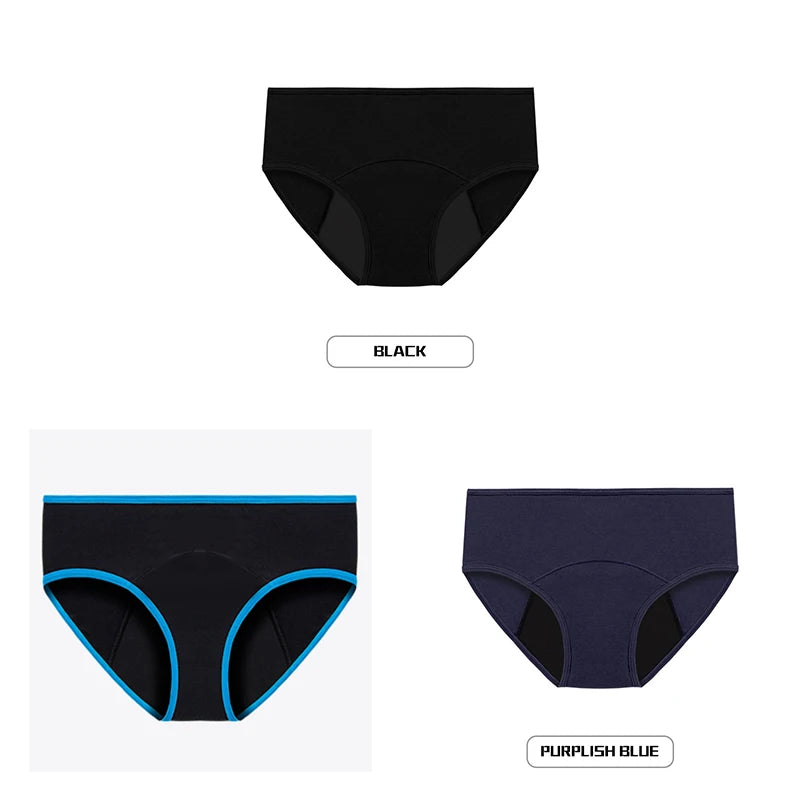 Lot de 3 culottes menstruelles pour femmes, anti-fuites, en coton, absorbantes, physiologiques