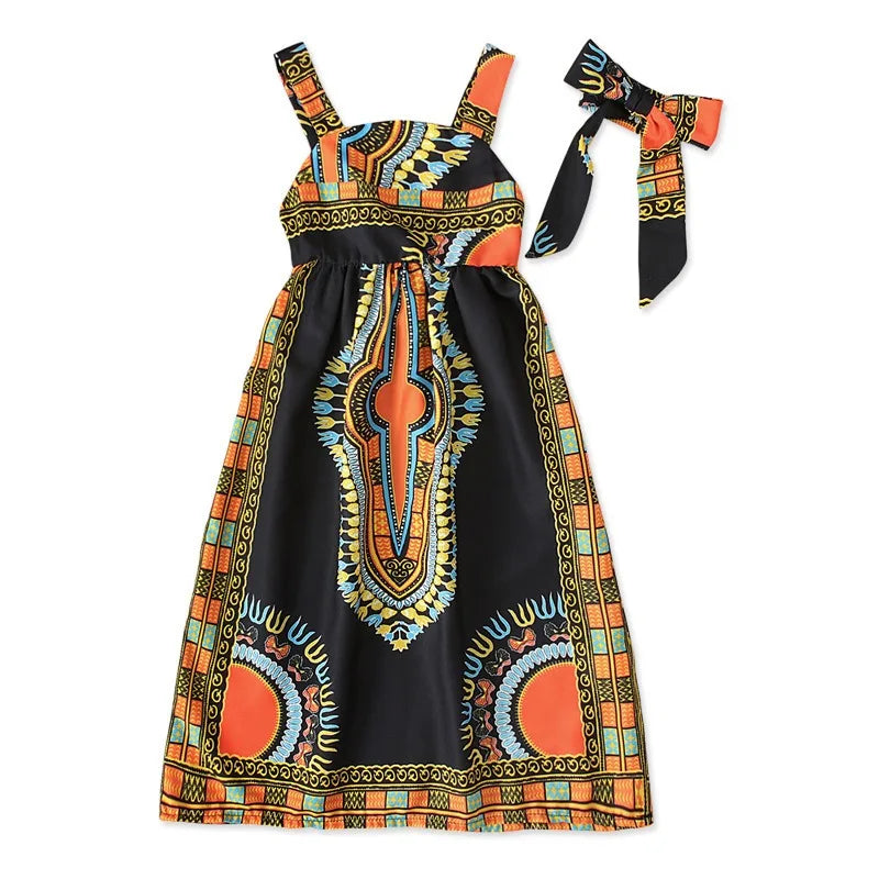 Vêtements africains pour enfants, mode Dashiki, robe africaine pour bébé fille, vêtements en bazin riche, robes africaines sans manches pour filles