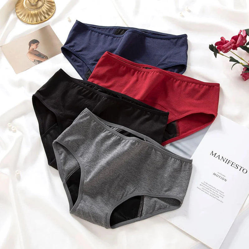 Lot de 3 culottes menstruelles pour femmes, anti-fuites, en coton, absorbantes, physiologiques