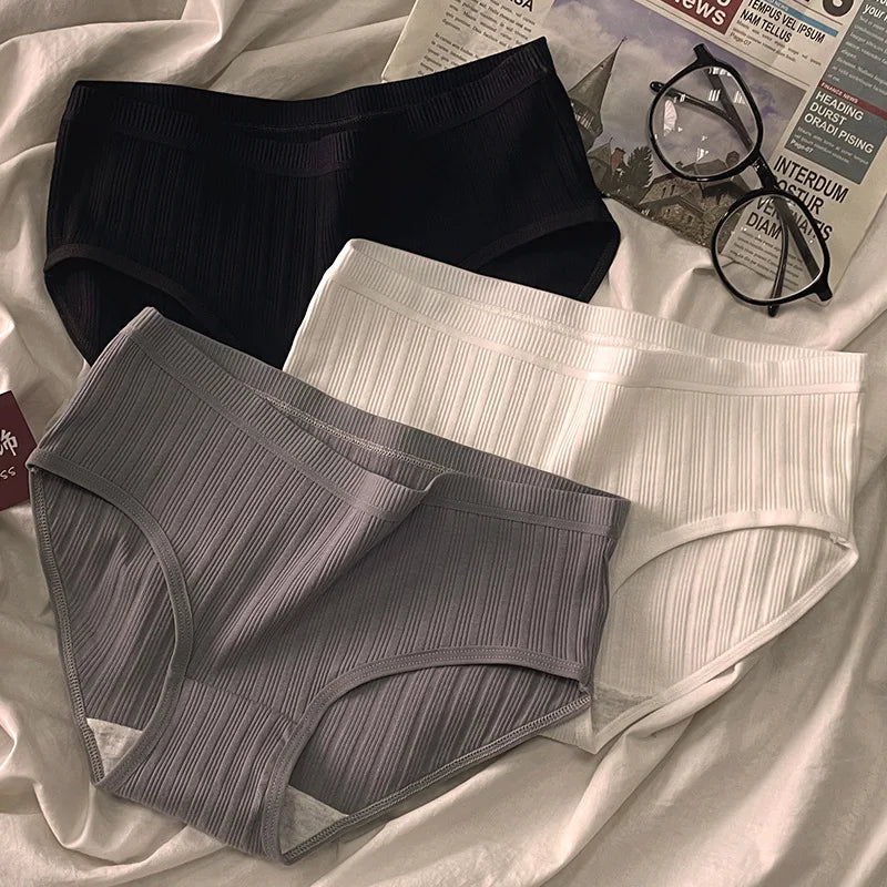 Lot de 3 culottes en coton style sport pour femmes, sous-vêtements pour filles, shorts respirants taille moyenne, lingerie sexy, slips solides grande taille