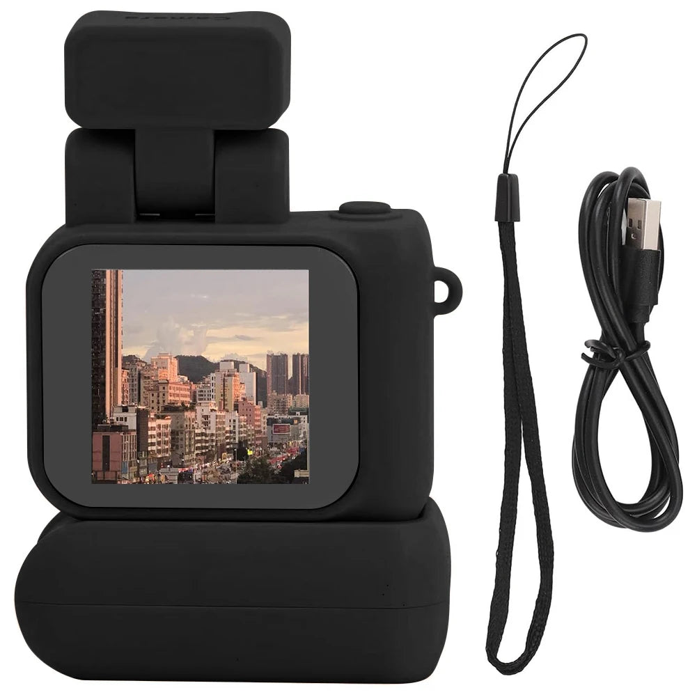 Mini caméra avec écran HD 1080p, appareil photo rétro ultra compact avec flash et station d'accueil pour batterie. Caméra de poche, petite caméra