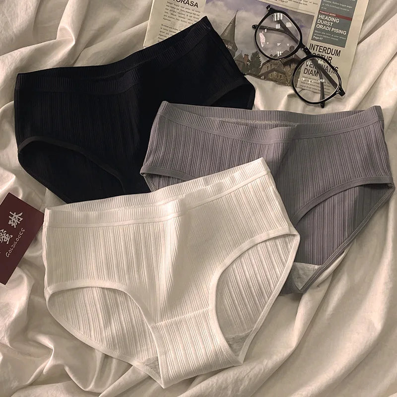 Lot de 3 culottes en coton style sport pour femmes, sous-vêtements pour filles, shorts respirants taille moyenne, lingerie sexy, slips solides grande taille