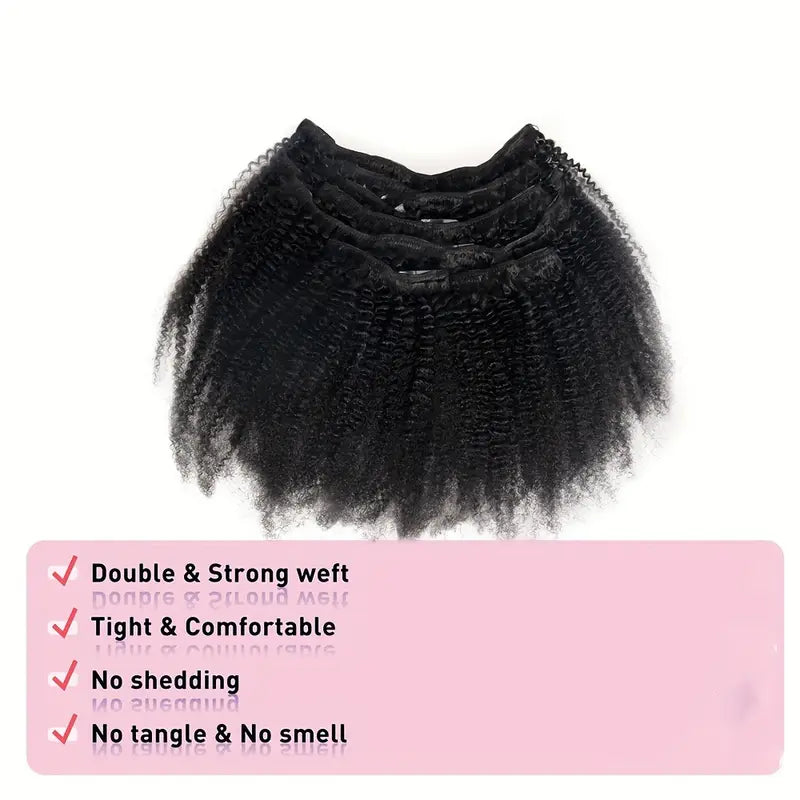 afro kinky clip in hair size 14 and 16 inches 100% natural mongolian hair