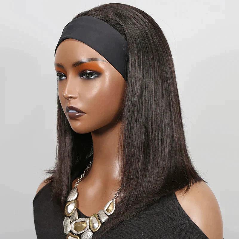 Perruque Jerry Curl avec bandeau, cheveux humains courts, perruques sans colle pour femmes noires, perruque bob Remy ondulée, fabriquée à la machine