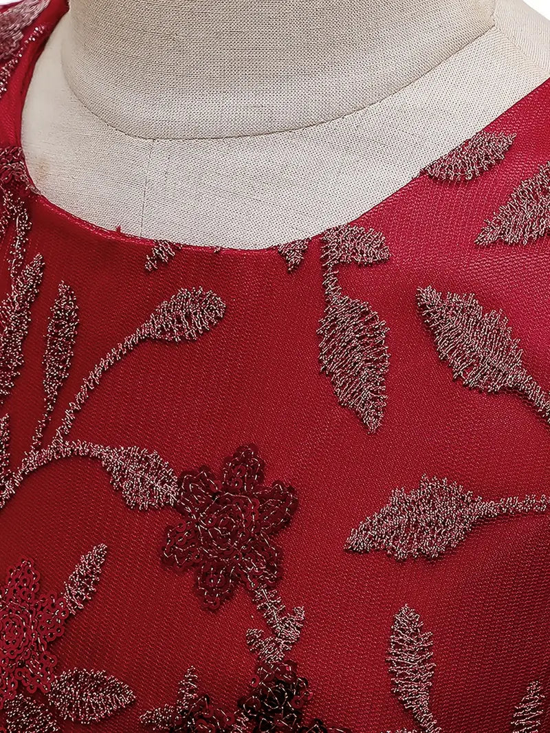 robe longue pour invité mariage chic fille , occasion robe d'anniversaire, demoiselle d'honneur pour enfant fille, robe longue brodée