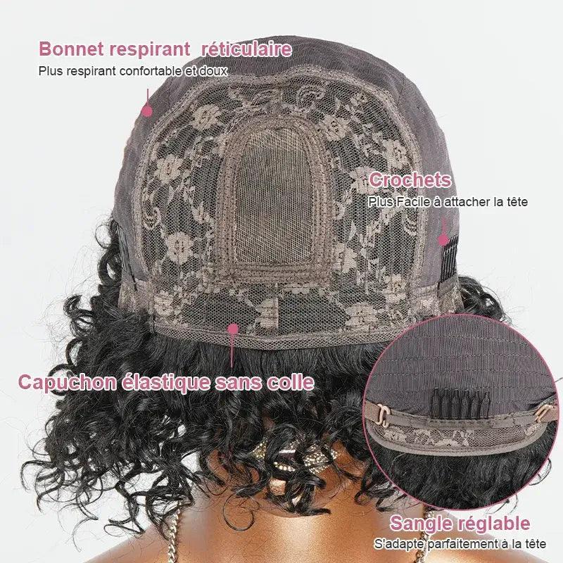 perruque brazilian wig brésilienne bouclée sans lace cheveux 100%naturel style pixie cut curly