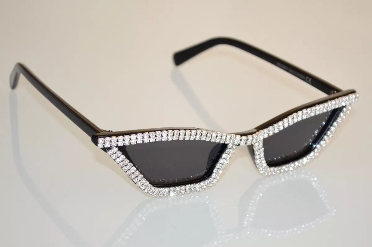 lunettes de soleil œil de chat avec décoration de strass pour un usage quotidien