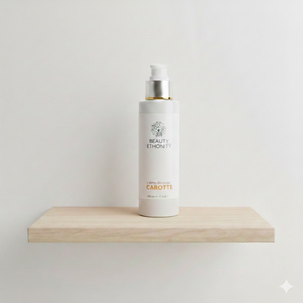 Crème de corps à huile de carotte , glycérine et vit E pour nourrir et hydrater votre peau terne et sèche en profondeur