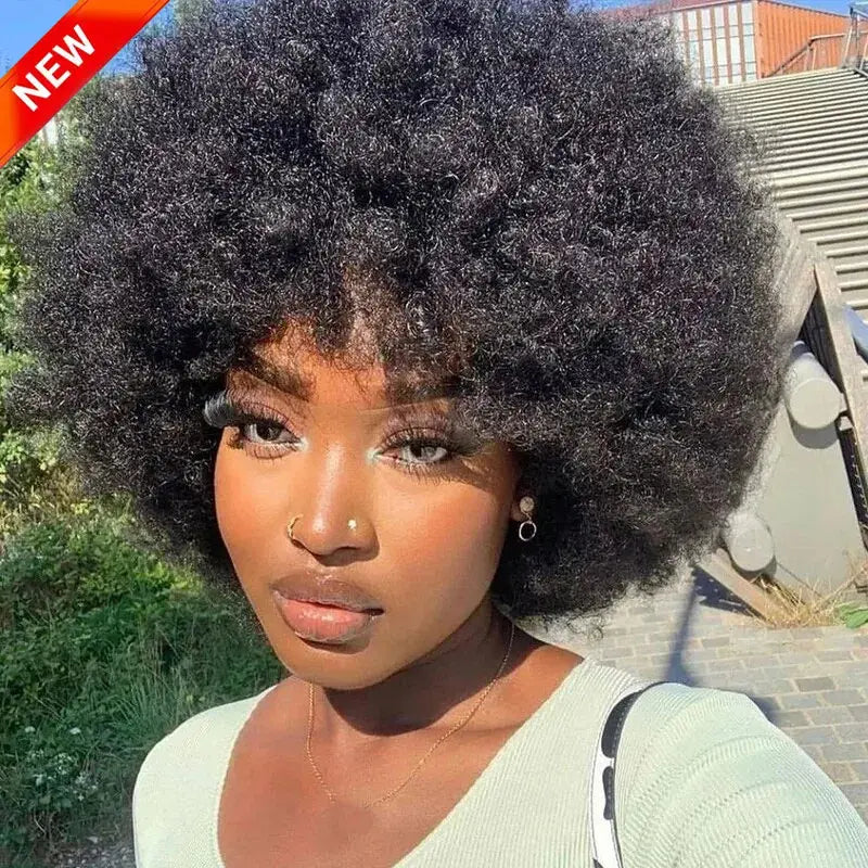 perruque brésilienne afro , afro wig curly perruque bouclée couleur 4/27 et 1b 8 pouces