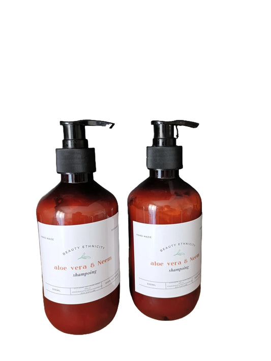 shampoing hydratant et anti pelliculaire à base d'huile de neem et gel d'aloe vera 100% naturel organique