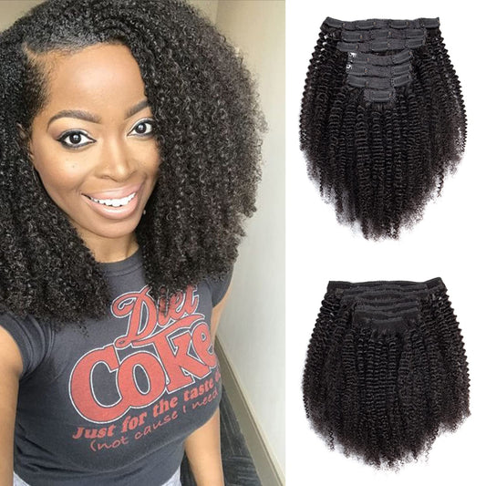 afro kinky clip in hair size 14 and 16 inches 100% natural mongolian hair