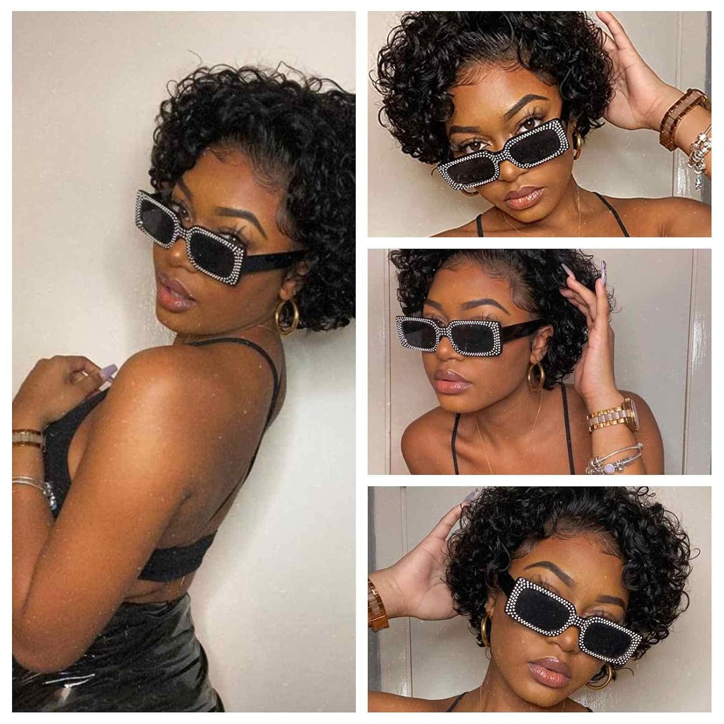 pixie cut curly wig perruque pixie cut bouclée couleur 1b cheveux 100% brésilien grade 12A