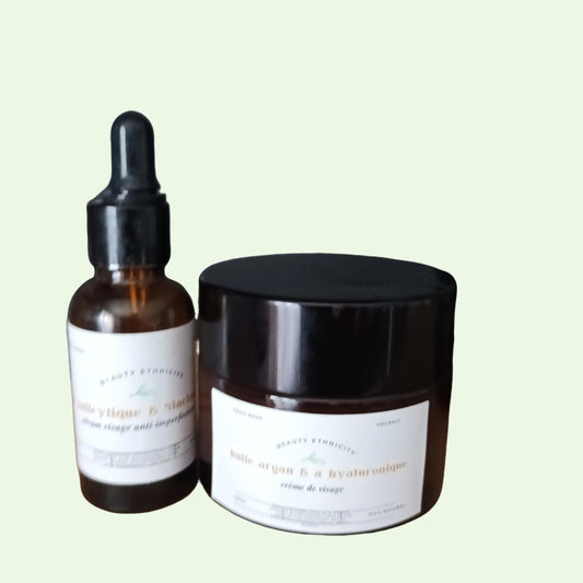 Duo sérum visage anti-imperfection à la niacinamide plus crème de visage à l'acide hyaluronique pour un teint radieux et hydrater