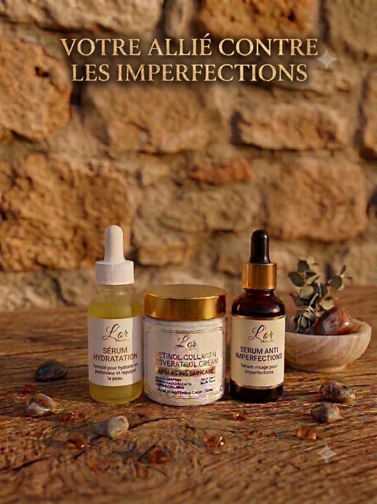 trio anti imperfection pour cibler et corriger vos imperfections et hydrater votre peau en profondeur