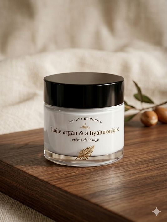 Crème de visage hydratante à l'huile d'argan et acide hyaluronique pour un teint  hydraté  et radieux-Beauty Ethnicity